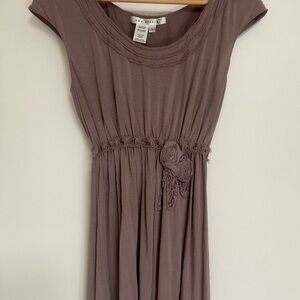 Max Studio Vintage Y2K Floral Distressed Embellishments Brown Top L